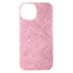 Pink Fabric Texture, Knitted Pink Texture, iPhone 15 Black UV Print PC Hardshell Case