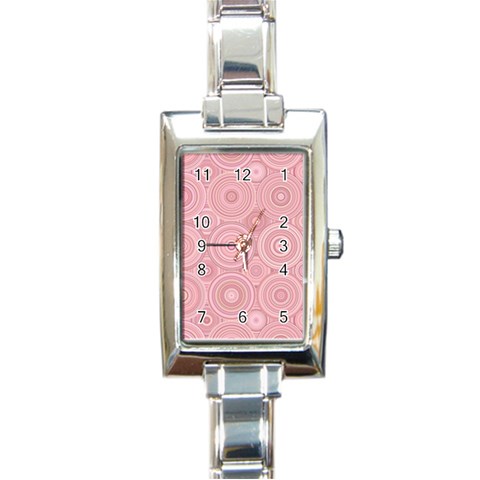 Pink Retro Texture With Circles, Retro Circles Background, Rectangle Italian Charm Watch from ArtsNow.com Front