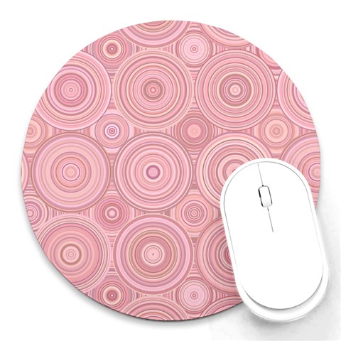 Pink Retro Texture With Circles, Retro Circles Background, Round Mousepad from ArtsNow.com Front