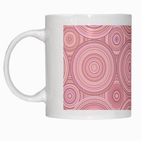 Pink Retro Texture With Circles, Retro Circles Background, White Mug from ArtsNow.com Left