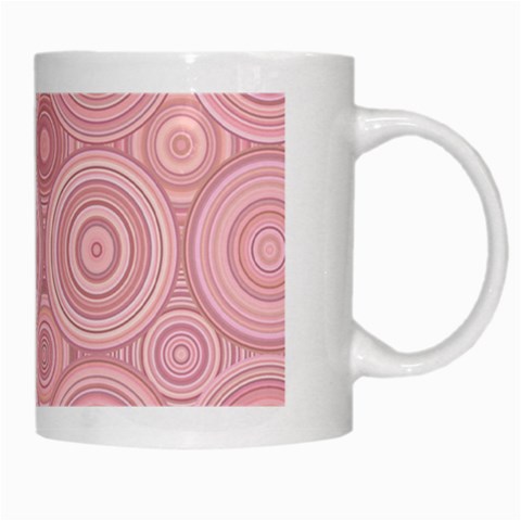 Pink Retro Texture With Circles, Retro Circles Background, White Mug from ArtsNow.com Right