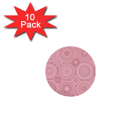 Pink Retro Texture With Circles, Retro Circles Background, 1  Mini Buttons (10 pack)  from ArtsNow.com Front