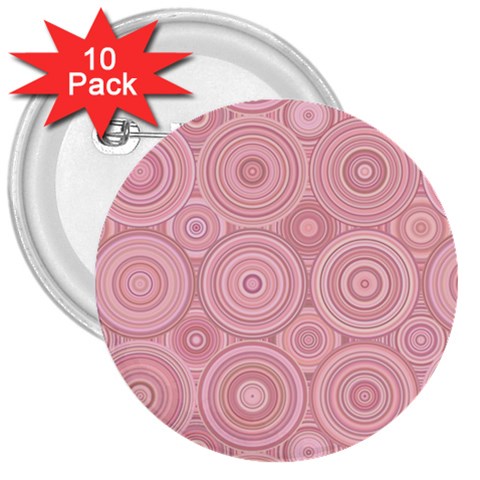 Pink Retro Texture With Circles, Retro Circles Background, 3  Buttons (10 pack)  from ArtsNow.com Front