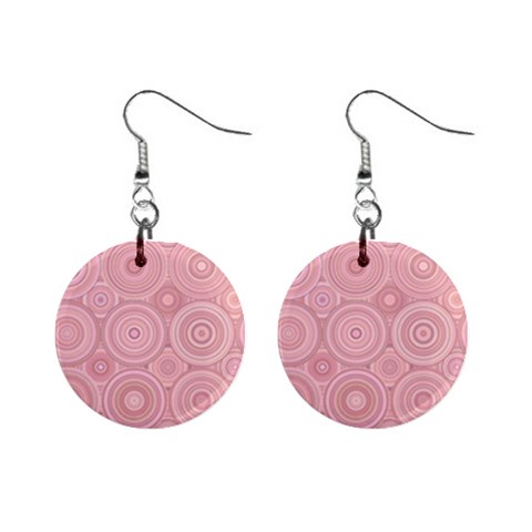 Pink Retro Texture With Circles, Retro Circles Background, Mini Button Earrings from ArtsNow.com Front