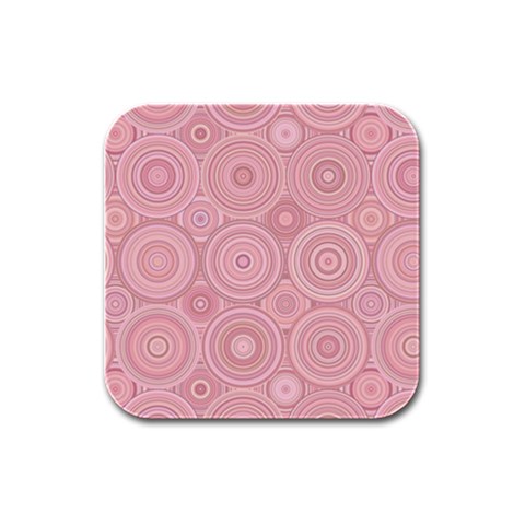 Pink Retro Texture With Circles, Retro Circles Background, Rubber Square Coaster (4 pack) from ArtsNow.com Front