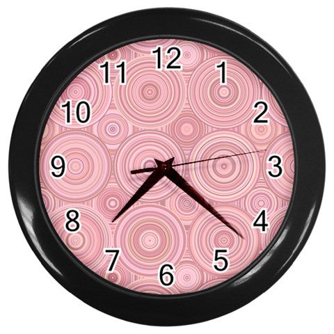 Pink Retro Texture With Circles, Retro Circles Background, Wall Clock (Black) from ArtsNow.com Front