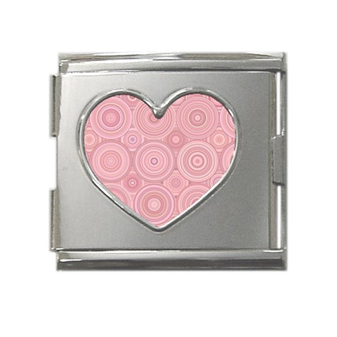 Pink Retro Texture With Circles, Retro Circles Background, Mega Link Heart Italian Charm (18mm) from ArtsNow.com Front