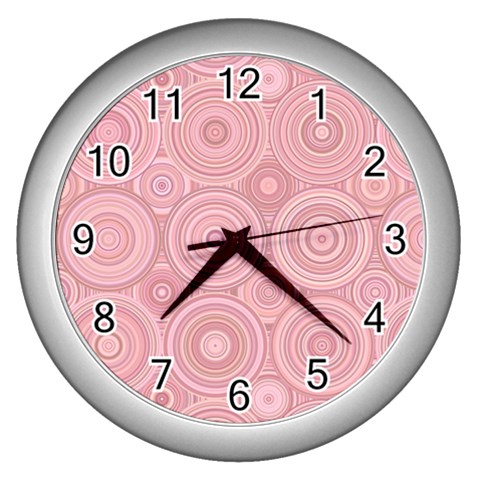 Pink Retro Texture With Circles, Retro Circles Background, Wall Clock (Silver) from ArtsNow.com Front