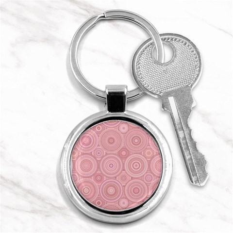 Pink Retro Texture With Circles, Retro Circles Background, Key Chain (Round) from ArtsNow.com Front