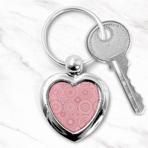 Pink Retro Texture With Circles, Retro Circles Background, Key Chain (Heart) from ArtsNow.com Front