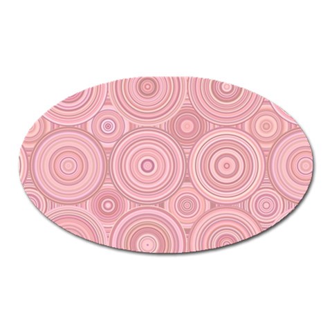 Pink Retro Texture With Circles, Retro Circles Background, Oval Magnet from ArtsNow.com Front