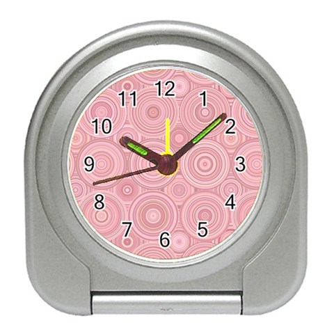 Pink Retro Texture With Circles, Retro Circles Background, Travel Alarm Clock from ArtsNow.com Front