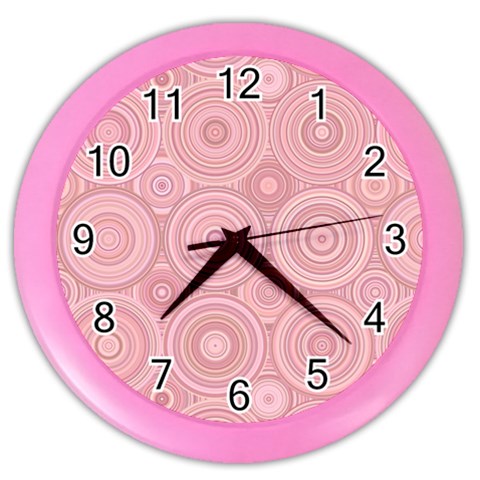 Pink Retro Texture With Circles, Retro Circles Background, Color Wall Clock from ArtsNow.com Front