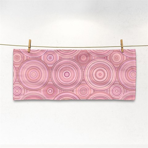 Pink Retro Texture With Circles, Retro Circles Background, Hand Towel from ArtsNow.com Front