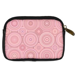 Pink Retro Texture With Circles, Retro Circles Background, Digital Camera Leather Case from ArtsNow.com Back