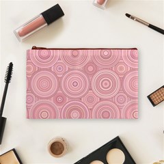 Pink Retro Texture With Circles, Retro Circles Background, Cosmetic Bag (Medium) from ArtsNow.com Front