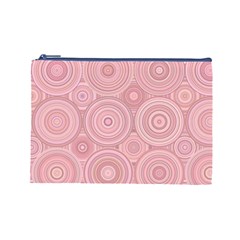 Pink Retro Texture With Circles, Retro Circles Background, Cosmetic Bag (Large) from ArtsNow.com Front