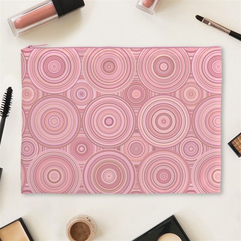 Pink Retro Texture With Circles, Retro Circles Background, Cosmetic Bag (XL) from ArtsNow.com Front