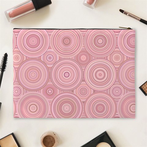 Pink Retro Texture With Circles, Retro Circles Background, Cosmetic Bag (XL) from ArtsNow.com Back