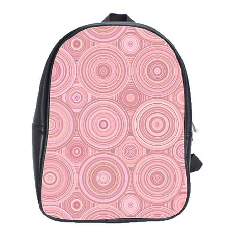 Pink Retro Texture With Circles, Retro Circles Background, School Bag (Large) from ArtsNow.com Front