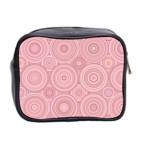 Pink Retro Texture With Circles, Retro Circles Background, Mini Toiletries Bag (Two Sides) from ArtsNow.com Back