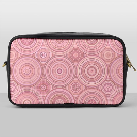 Pink Retro Texture With Circles, Retro Circles Background, Toiletries Bag (One Side) from ArtsNow.com Front