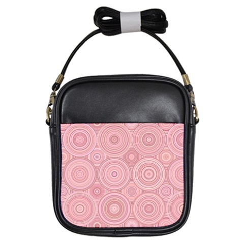 Pink Retro Texture With Circles, Retro Circles Background, Girls Sling Bag from ArtsNow.com Front