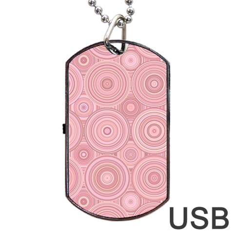 Pink Retro Texture With Circles, Retro Circles Background, Dog Tag USB Flash (One Side) from ArtsNow.com Front