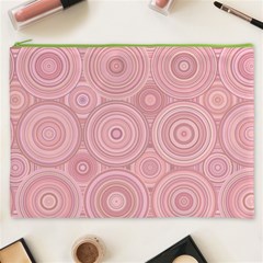 Pink Retro Texture With Circles, Retro Circles Background, Cosmetic Bag (XXXL) from ArtsNow.com Front