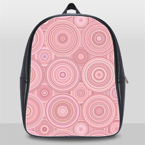 Pink Retro Texture With Circles, Retro Circles Background, School Bag (XL) from ArtsNow.com Front