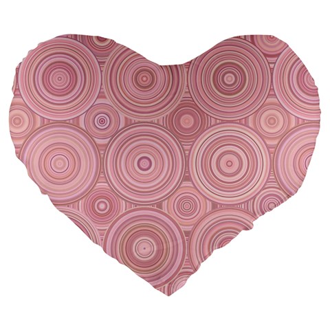 Pink Retro Texture With Circles, Retro Circles Background, Large 19  Premium Heart Shape Cushions from ArtsNow.com Front