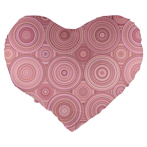 Pink Retro Texture With Circles, Retro Circles Background, Large 19  Premium Heart Shape Cushions from ArtsNow.com Back