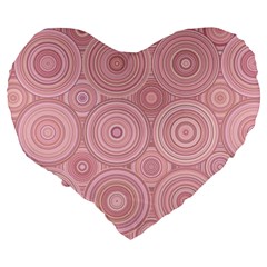 Pink Retro Texture With Circles, Retro Circles Background, Large 19  Premium Heart Shape Cushions from ArtsNow.com Back