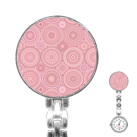 Pink Retro Texture With Circles, Retro Circles Background, Stainless Steel Nurses Watch from ArtsNow.com Front