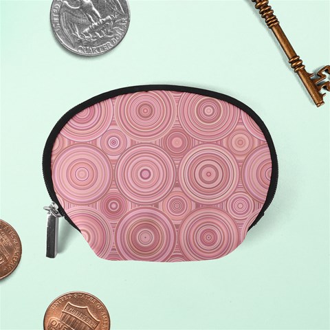 Pink Retro Texture With Circles, Retro Circles Background, Accessory Pouch (Small) from ArtsNow.com Back