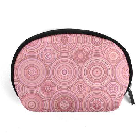 Pink Retro Texture With Circles, Retro Circles Background, Accessory Pouch (Large) from ArtsNow.com Front