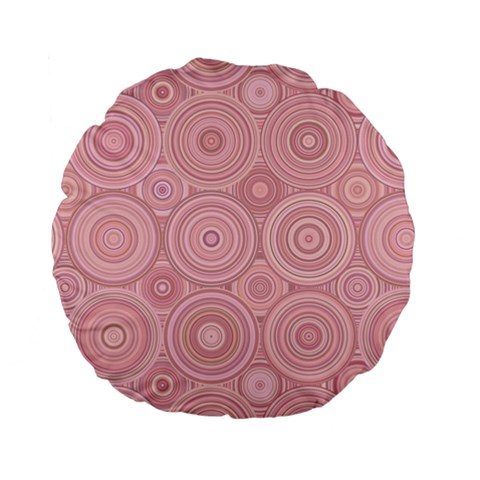 Pink Retro Texture With Circles, Retro Circles Background, Standard 15  Premium Flano Round Cushions from ArtsNow.com Front