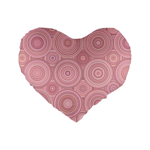 Pink Retro Texture With Circles, Retro Circles Background, Standard 16  Premium Flano Heart Shape Cushions from ArtsNow.com Front