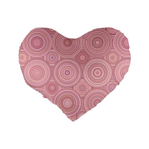 Pink Retro Texture With Circles, Retro Circles Background, Standard 16  Premium Flano Heart Shape Cushions from ArtsNow.com Back