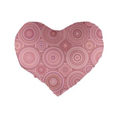 Pink Retro Texture With Circles, Retro Circles Background, Standard 16  Premium Flano Heart Shape Cushions from ArtsNow.com Back