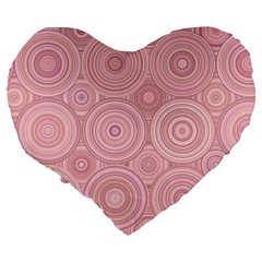 Pink Retro Texture With Circles, Retro Circles Background, Large 19  Premium Flano Heart Shape Cushions from ArtsNow.com Back