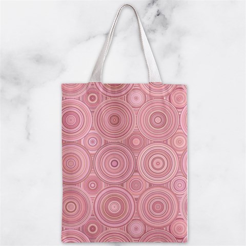 Pink Retro Texture With Circles, Retro Circles Background, Zipper Classic Tote Bag from ArtsNow.com Back