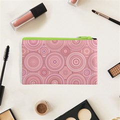 Pink Retro Texture With Circles, Retro Circles Background, Cosmetic Bag (XS) from ArtsNow.com Back