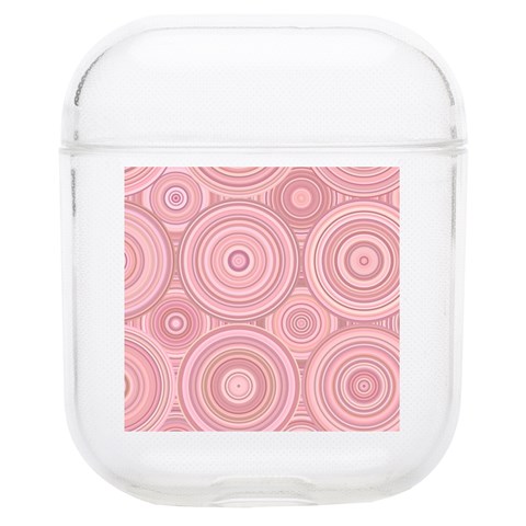 Pink Retro Texture With Circles, Retro Circles Background, Soft TPU AirPods 1/2 Case from ArtsNow.com Front