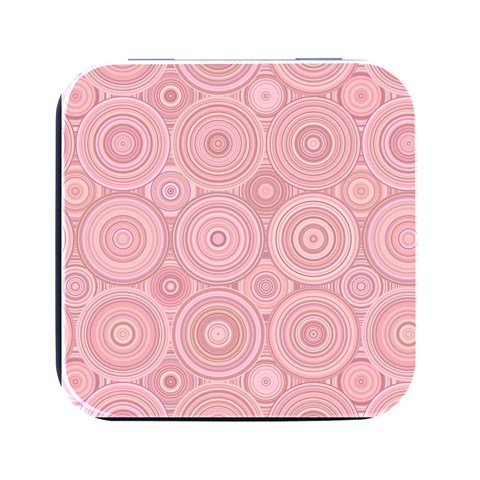 Pink Retro Texture With Circles, Retro Circles Background, Square Metal Box (Black) from ArtsNow.com Front