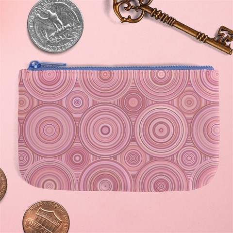 Pink Retro Texture With Circles, Retro Circles Background, Large Coin Purse from ArtsNow.com Front