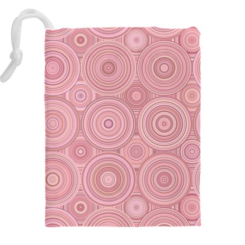 Pink Retro Texture With Circles, Retro Circles Background, Drawstring Pouch (4XL) from ArtsNow.com Back