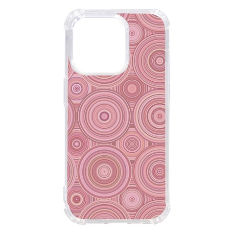 Pink Retro Texture With Circles, Retro Circles Background, iPhone 14 Pro TPU UV Print Case from ArtsNow.com Front