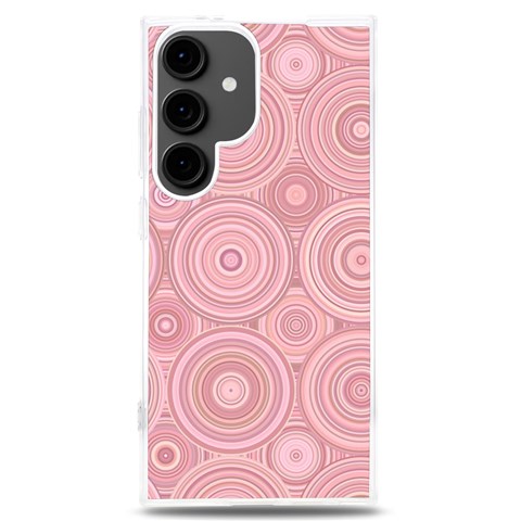 Pink Retro Texture With Circles, Retro Circles Background, Samsung Galaxy S24 Plus 6.7 Inch TPU UV Case from ArtsNow.com Front