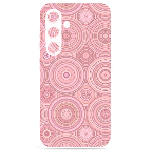 Pink Retro Texture With Circles, Retro Circles Background, Samsung Galaxy S24 6.2 Inch Black TPU UV Case from ArtsNow.com Front